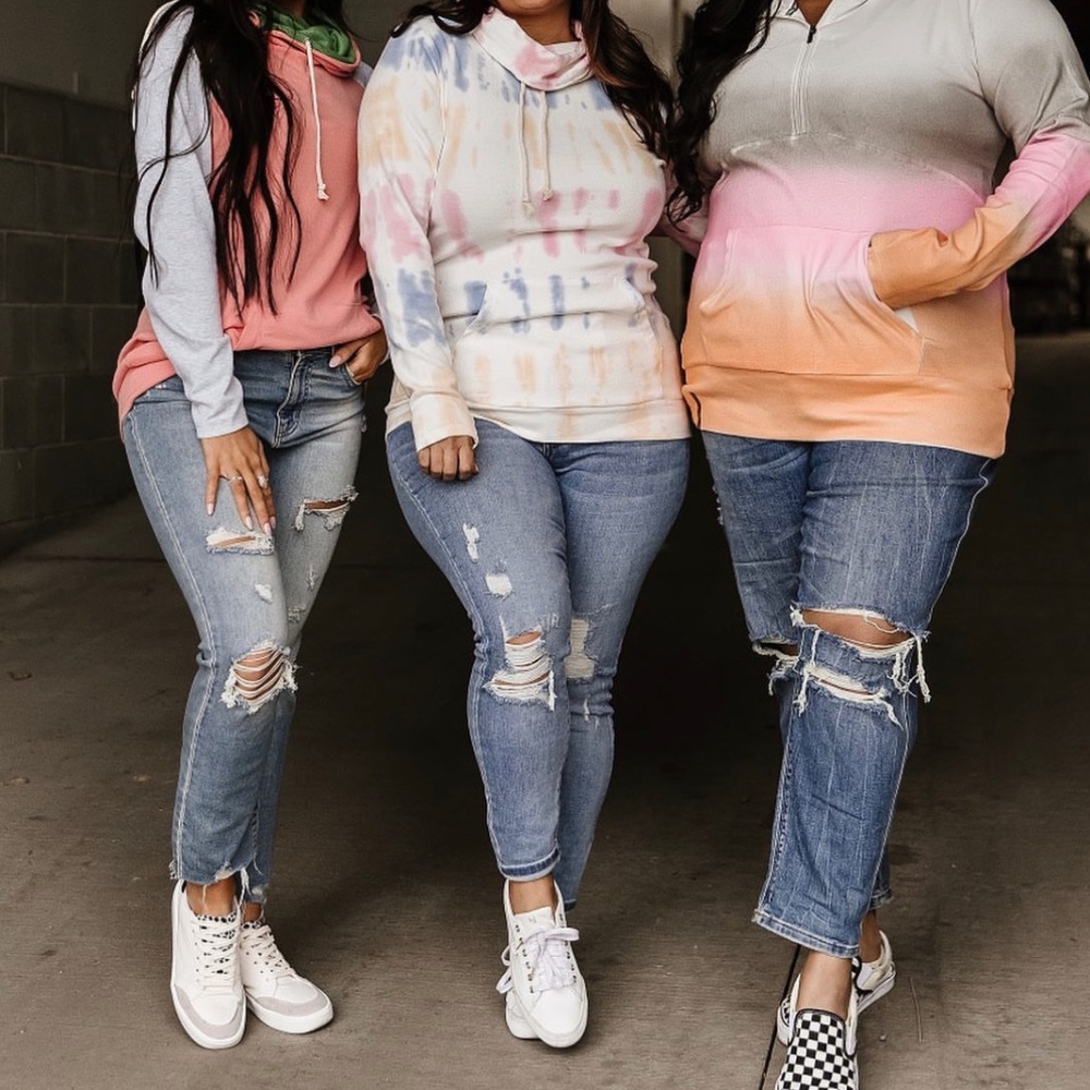 Cowl neck tie dye hoodie